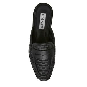 Steve Madden Womens SZ 8 Black woven leather slip on loafers perfect Condition